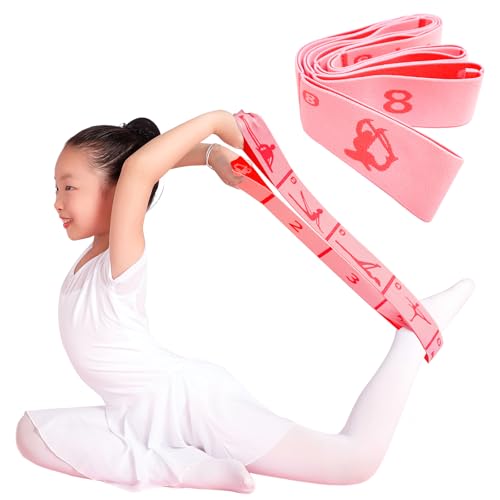 Kids Stretching Strap with 8 Loops - Pink Dance & Gymnastics Band