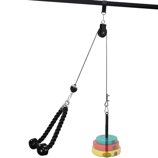SUNMEG LAT and Lift Pulley System, Weight Cable Machine for Power Cage & Squat Rack, LAT Pulldown Attachments for Triceps Pull Down, Biceps Curl, Back & Forearm Workouts - Home Gym Equipment