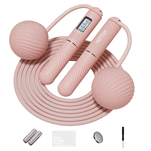 Cordless Adjustable Jump Rope with LCD Display - Weighted Fitness Rope for Adults
