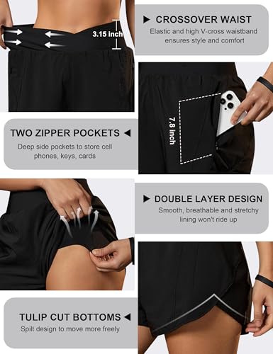 High-Waisted Women's Athletic Running Shorts with Pockets