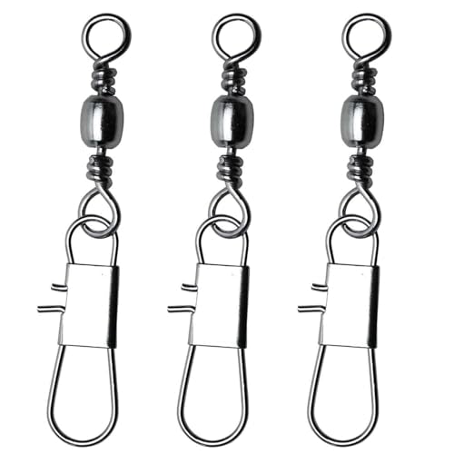 Stainless Steel Fishing Barrel Swivel with Safety Snap - 40LB, 50PCS