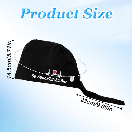 Adjustable Nurse Cap with Button & Sweatband - Black