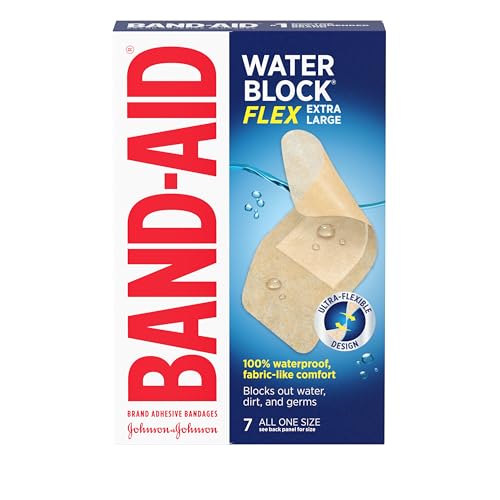 Waterproof Extra Large Adhesive Bandages - Flexible Fabric - 7 Count