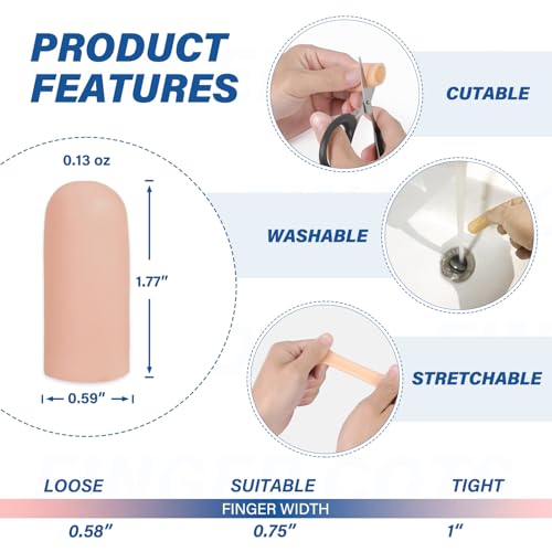 Silicone Finger Cots Protectors - 10 Pack, Nude