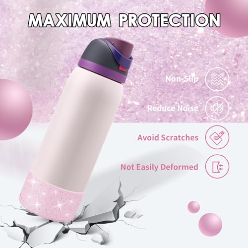 BKBY Glitter Silicone Bottle Boot for Owala 32oz Water Bottle - Pale Pink Translucent