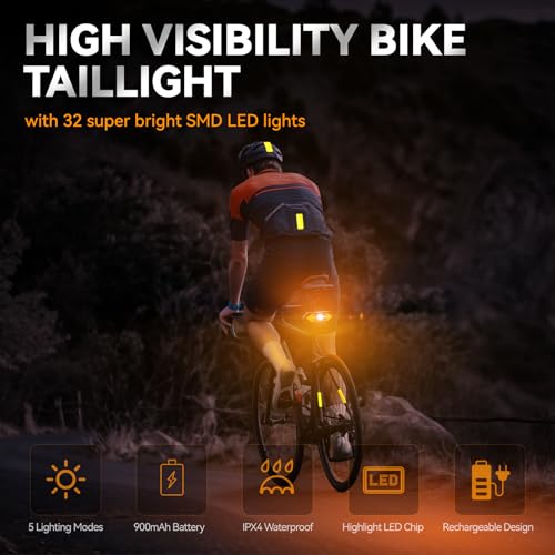 USB Rechargeable Bike Tail Light with Turn Signals - 120 Lumens