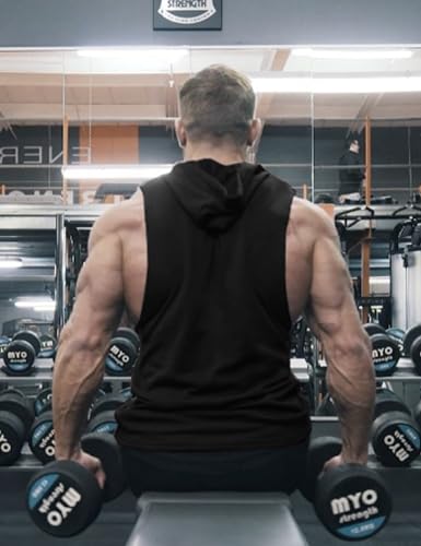 COOFANDY Men's Workout Hooded Tank Tops Bodybuilding Muscle Cut Off T
