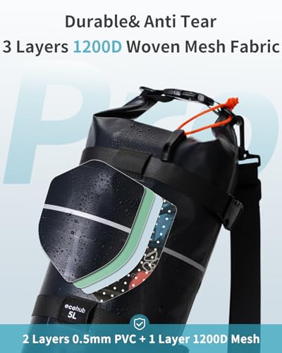 5L Waterproof Dry Bag for Travel, Kayaking, Hiking - Black