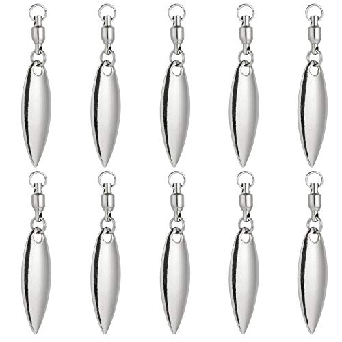 Silver #3.5 Willow Spinner Blades - 10 Pack with Ball Bearing Swivels