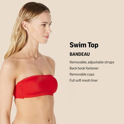 Bandeau Swim Top with Removable Straps - Medium Orange