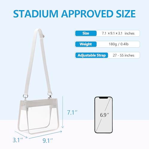 Clear Crossbody Purse for Stadium Events - White