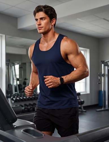 Men's Summer Tank Top XX-Large Navy UPF 80+ Sleeveless Muscle Shirt