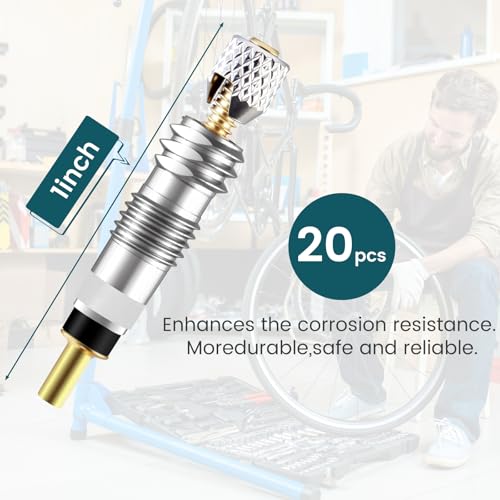 21-Piece Brass Presta Valve Core Set with Remover Tool - Upgrade