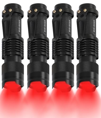 4 Pack Red LED Flashlights Single Mode Torch for Astronomy Night Observation