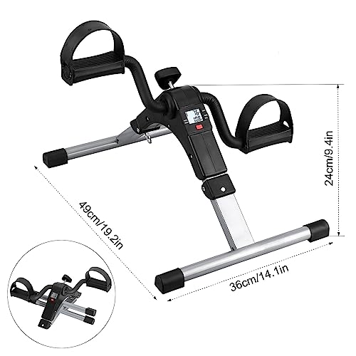 Mini Folding Pedal Exerciser - Adjustable Resistance, Silver