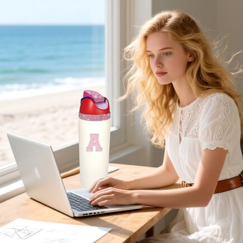 Rhinestone Letter Sticker Set for Water Bottles - Pink, Size S