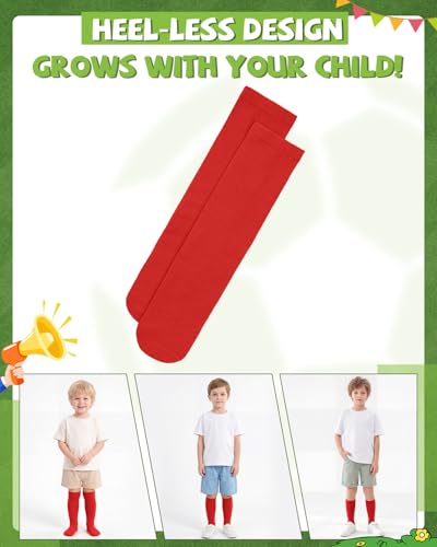 Kids Knee High Soccer Socks - 2 Pair Red, Ages 3-6