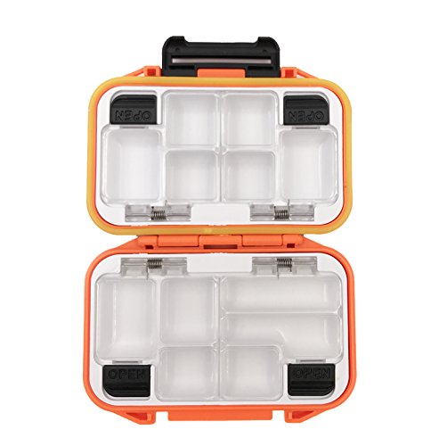 Waterproof Fishing Tackle Box - Orange Small, 12 Compartments