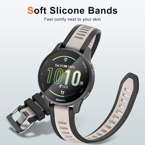 18mm Silicone Sport Band for Garmin Venu 2S/3S & Vivoactive 4S - Black Rim & Starlight