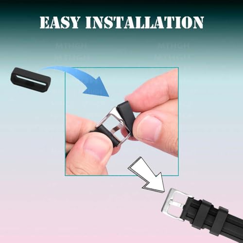 22mm Silicone Watch Strap Loop Fasteners - Black - 10 Pack