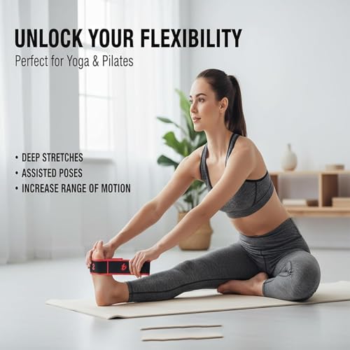 Fitness Resistance Bands with Handles for Stretching - Red