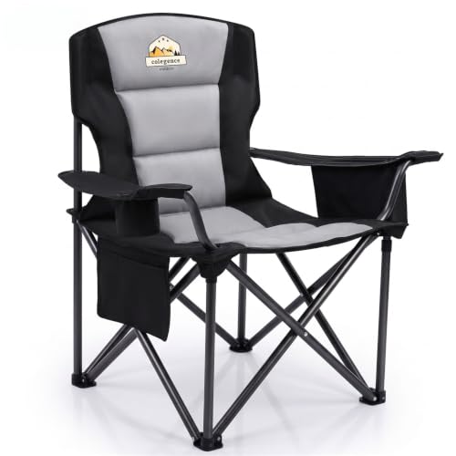 Colegence Heavy Duty Camping Chair Black 450 lb Support, Portable Foldable Seat