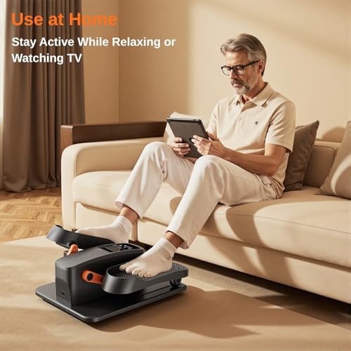 Under Desk Elliptical Exercise Machine - Portable Leg Pedaler with 12 Speeds & Remote