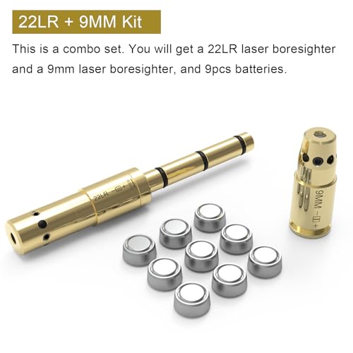 Boresight Kit for 22LR & 9MM - Brass Laser Dot for Hunting