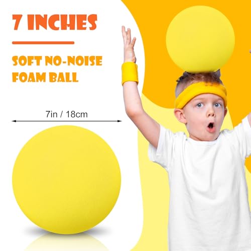 Seenelling 7 Inch Soft Foam Dodgeballs - 4 Pack, Lightweight Silent Playground Balls for Kids Indoor Sports