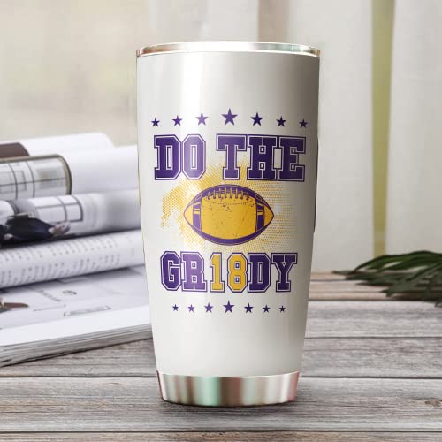 Justin Minnesota Jefferson Griddy Insulated 20oz Stainless Steel Tumbler with Lid - Football Fan Gift