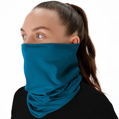 Organic Cotton Neck Gaiter Face Mask for Dust & Sun Protection - 2 Pack