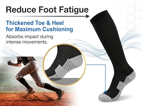 Baseball Socks - 3 Pairs for Kids & Adults - Small/Black