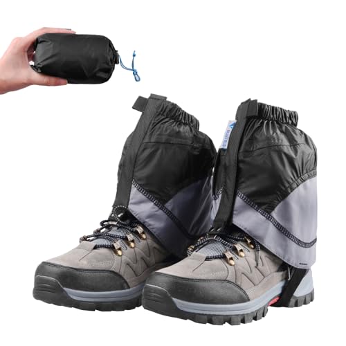 Lightweight Waterproof Ankle Gaiters for Hiking - One Size Black & Gray