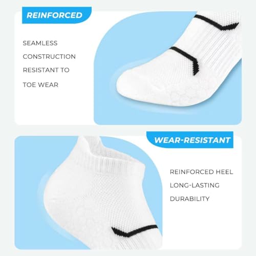 Athletic Ankle Socks with Arch Support - 6 Pairs Black