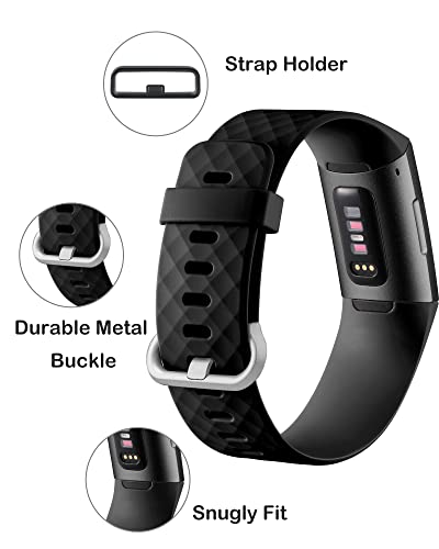 Waterproof Replacement Watch Strap for Fitbit Charge 3/4 - Large Black