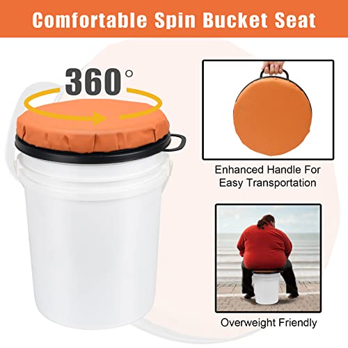 Foxtune Orange 360-Degree Swivel Bucket Seat Cushion for Fishing, Gardening, Hunting, Camping