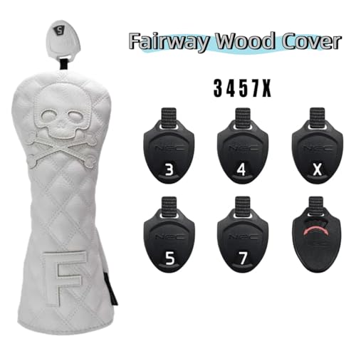 HELLO NRC White Skeleton Golf Club Covers Set for Driver & Fairway Woods 135UT