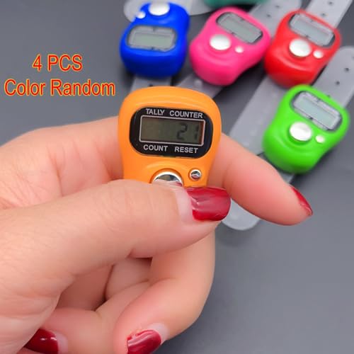Mini Digital Tally Counter Ring - 4 Pack with LCD Display