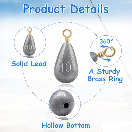Fishing Weights Sinkers Kit - 26pcs Assorted Sizes for Drop Shots