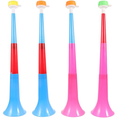 Set of 4 Plastic Stadium Horns - Cheering Noisemakers for Sports Events