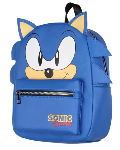 Sonic The Hedgehog 13-Inch Mini Faux Leather Backpack with 3-D Ears & Quills