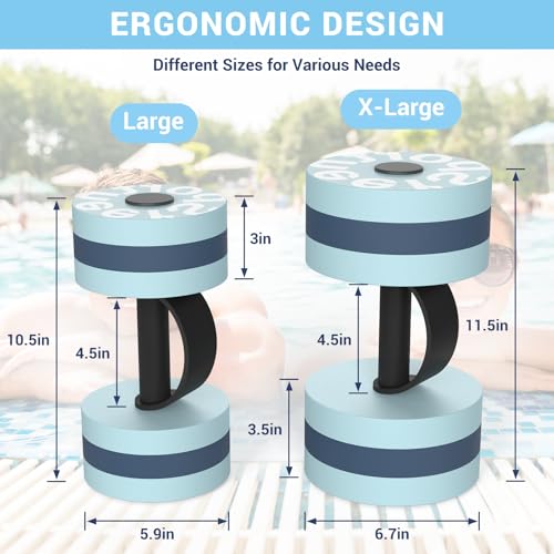 Water Dumbbells for Aquatic Exercise - Set of 2 Blue EVA Foam Weights