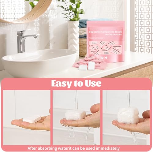 Compressed Disposable Face Towels - 30 Pack Portable Washcloths
