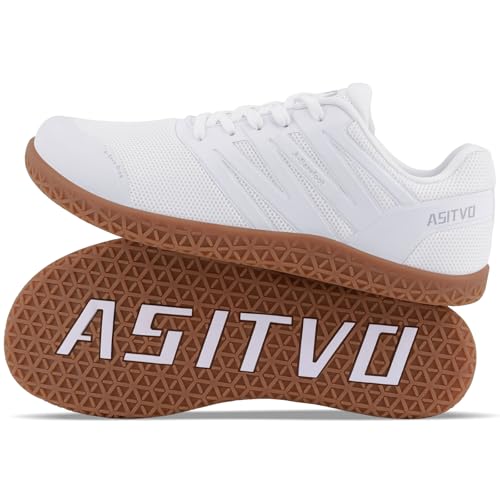 ASITVO Wide Men's Barefoot Zero Drop Sole Minimalist Sneakers Walking Shoes - White Oxford, 10 Wide