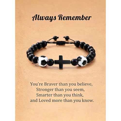 Bead Sports Bracelet for Men and Teens - Soccer Cross