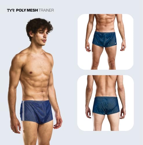TYR Men's Poly Mesh Training Swim Suit - Navy 32 / 401 for Water Resistance