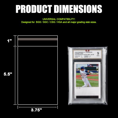 300ct Comnge Universal Graded Card Slab Sleeves - Clear Protective Bags for PSA, BGS, SGC, CGC
