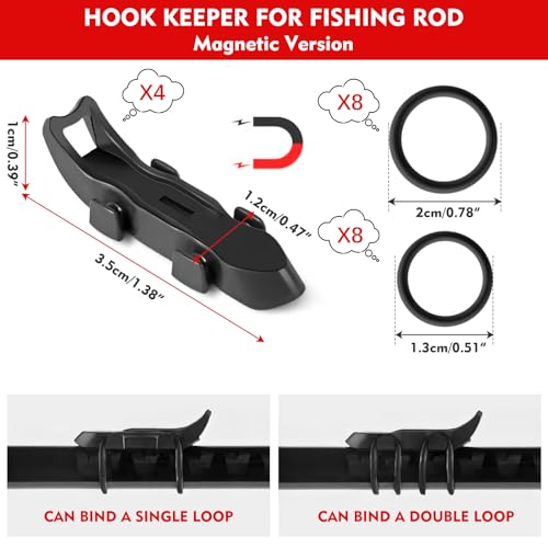 Magnetic Fishing Hook Keeper - 4 Pack with Rubber O-Rings