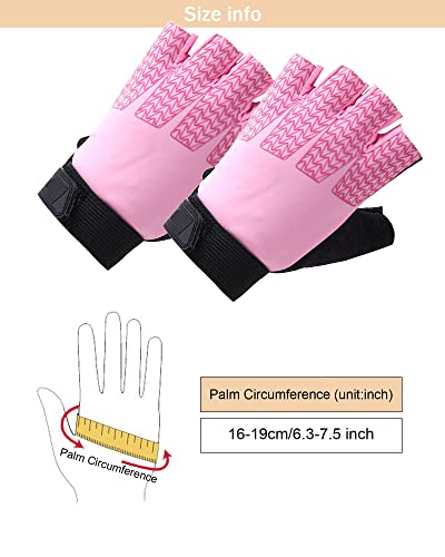 Kids Half Finger Sports Gloves - Non-Slip Gel Grip - Pink