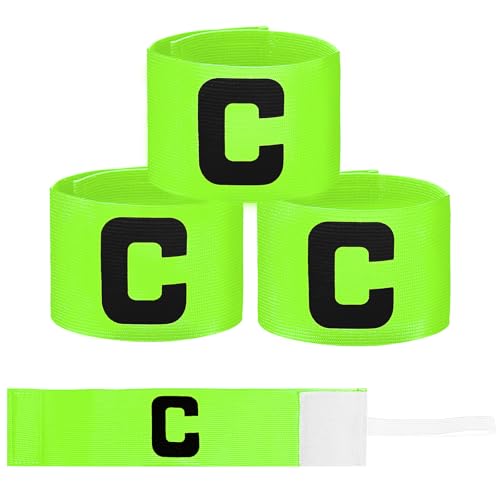 Adjustable Soccer Captain Armbands - 3 Pack Green Nylon Team Sport Bands